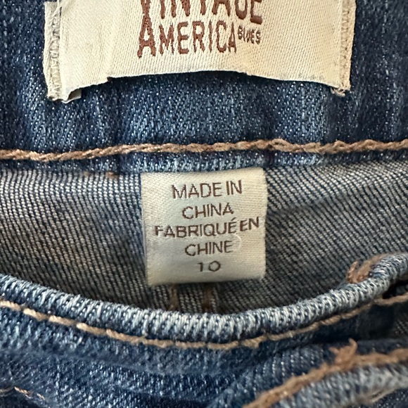 Vintage America floral Embroidered  Blue 10 Women bestie denim Shorts - Picture 5 of 9